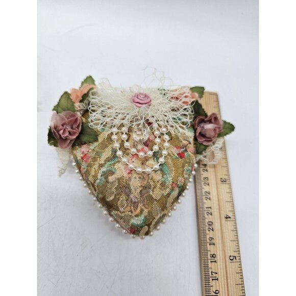 Handmade Victorian Lace & Flowers Christmas Tree Ornament Lot Of 4 ,"Peace",Boho - Picture 8 of 12